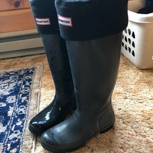Hunter tall boots with socks